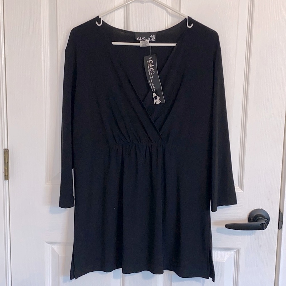Ladies High Waisted Tunic, Black, Size LARGE, Soft & Stretchy.  NWT, Never Worn